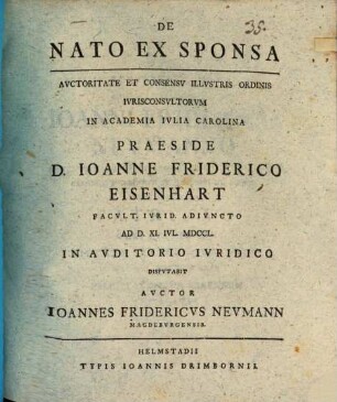 De nato ex sponsa