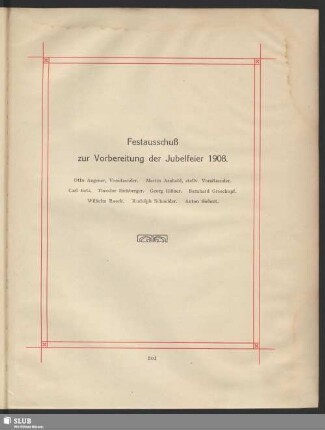 Festausschuß zur Vorbereitung der Jubelfeier 1908