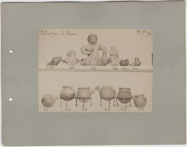 Zwölf Keramikobjekte: figürliche und Gefäßkeramik. Sammlung L. Adam