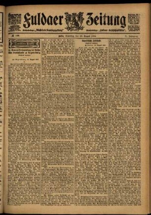 Zweite Ausgabe vom Samstag, den 20. August 1904.