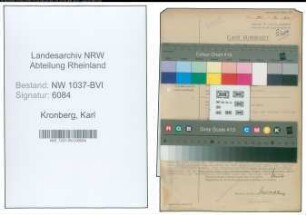 Entnazifizierung Karl Kronberg , geb. 25.02.1888 (Verw.Direktor)