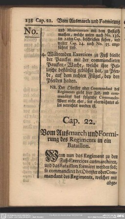 Cap. 22. Vom Ausmarch und Formirung des Regiments in ein Bataillon