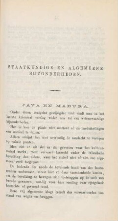 Staatskundige en algemeene bijzonderheden