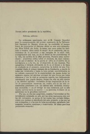 La universidad y la patria - Discurso oficial en la conmemoración del centenario de la Universidad de Buenos Aires ; agosto 12 de 1921