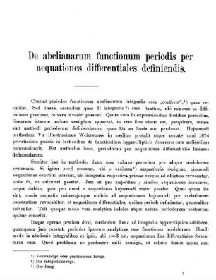De abelianarum functionum periodis per aequationes differentiales definiendis.