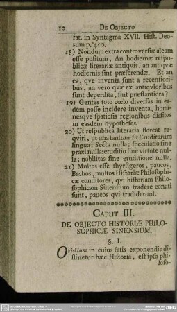 Caput III. De Objecto Historiae Philosophicae Sinensium