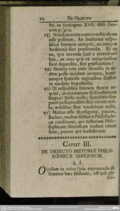Caput III. De Objecto Historiae Philosophicae Sinensium