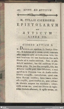 Epistolarum Ad Atticum Liber VII