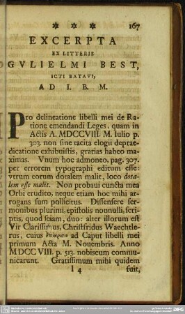 Excerpta Ex Litteris Gulielmi Best, Icti Batavi, Ad I. B. M.