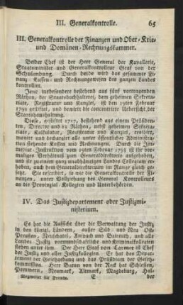 IV. Das Justizdepartement oder Justizministerium.