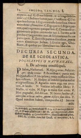 82-92, Decuria Secunda. De Re Scholastica. - Decuria Tertia. De Prandio.