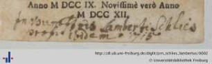Autogramm (Aus: UB Freiburg, D 4997,af - Titelblatt).