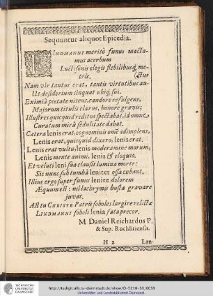 Sequuntur aliquot Epicedia.