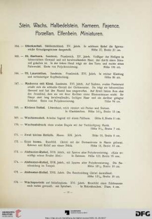 Stein, Wachs, Halbedelstein, Kameen, Fayence, Porzellan, Elfenbein, Miniaturen (Nr. 164-224)