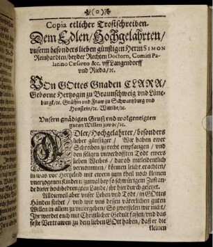 Copia etlicher Trostschreiben