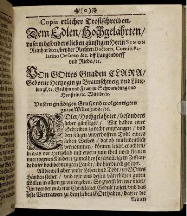 Copia etlicher Trostschreiben