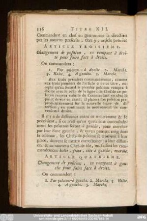 Article Quatrieme. Changement de position, en rompant à gauche pour faire face à droite.