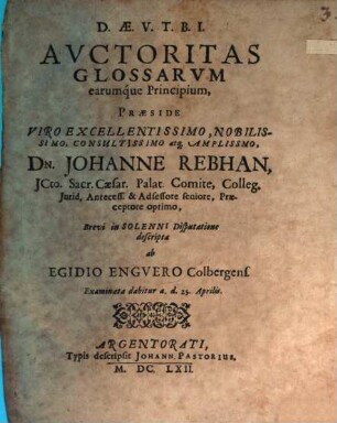 Auctoritas Glossarum earumque Principium