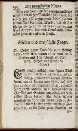Sieben und dreyßigste Frage.