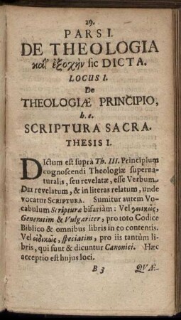 Locus I. De Theologiæ Principio.