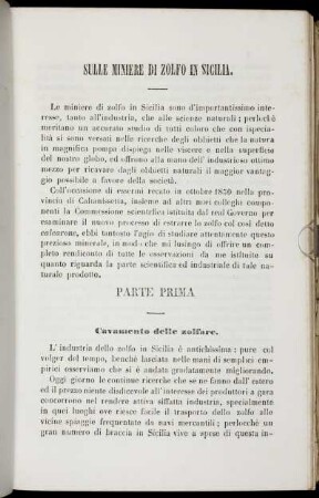 Sulle Miniere Di Zolfo in Sicilia.