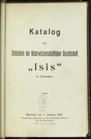 1913: Bestand am 1. Januar 1913