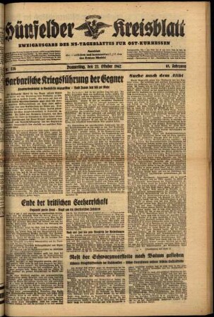 Ausgabe vom Donnerstag, den 22. Oktober 1942.
