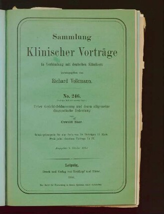 Ueber Gesichtsfeldmessung und deren allgemeine diagnostische Bedeutung