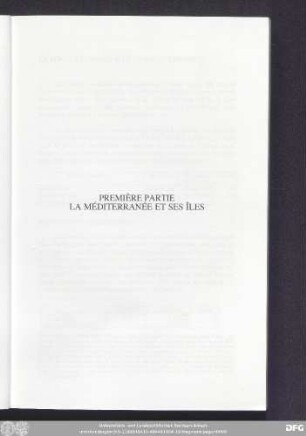 Première Partie La Méditerranée Et Ses Îles