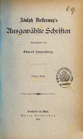 Adolph Diesterweg's Ausgewählte Schriften, 3. Band