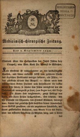 Notizen über die Heilquellen der Insel Ischia bey Neapel