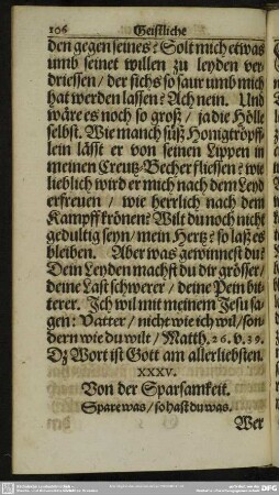 XXXV. Von der Sparsamkeit
