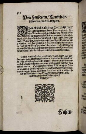Von Zauberern, Teuffelsbeschwörern, und Warsagern.