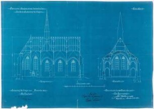 St. Laurentius, Rudersdorf bei Wilnsdorf: Längs- und Querschnitt 1:100