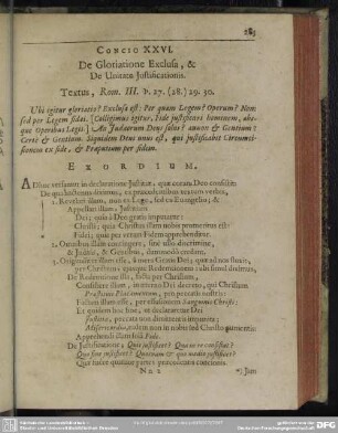 Concio XXVI. De Gloriatione Exclusa, & De Unitate Justificationis