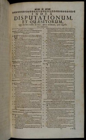 Index Disputationum, Et Quæsitorum, Quæ in hoc Tomo, juxta ordinem, quo digesta.