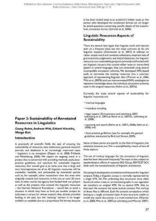 Sustainability of Annotated Resources in Linguistics