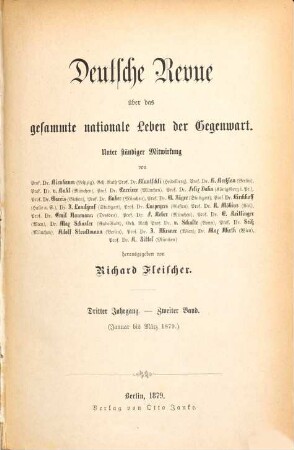 Deutsche Revue über das gesamte nationale Leben der Gegenwart. 3,2, 3,2 = Jg. 3, H. 4/6. 1879