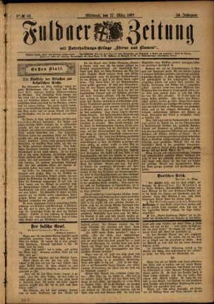 Erste Ausgabe vom Mittwoch, den 17. März 1897.