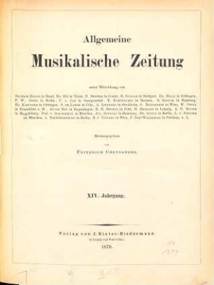 Allgemeine musikalische Zeitung. 14. 1879