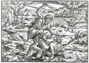 Kain und Abel : Amman, Jost (1539-1591). Kain und Abel. Holzschnitt; 10,9 x 15,3 cm. Dresden: Kupferstich-Kabinett A 129690 in A 138 f,1