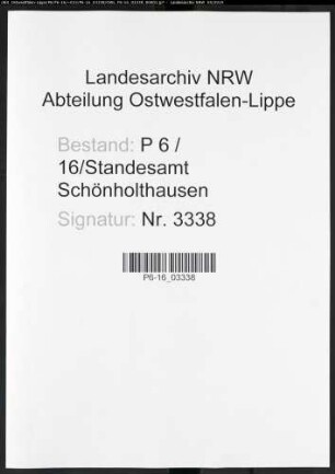 Sterberegister Standesamt Schönholthausen
