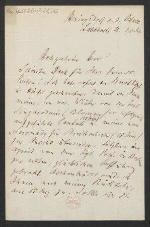 Brief an Franz Wüllner : 08.08.1884