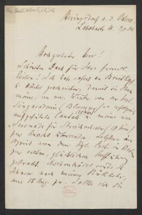 Brief an Franz Wüllner : 08.08.1884