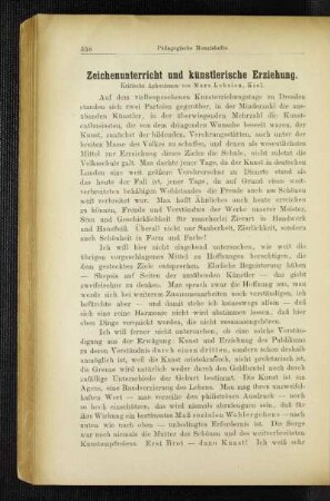 Zeichenunterricht und künstlerische Erziehung : kritische Aphorismen