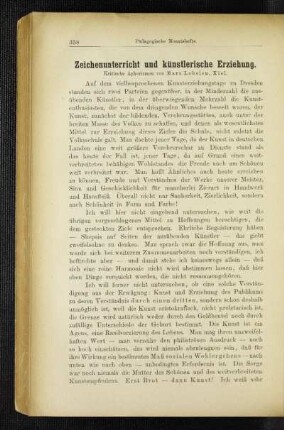 Zeichenunterricht und künstlerische Erziehung : kritische Aphorismen