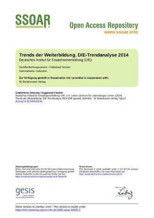 Trends der Weiterbildung. DIE-Trendanalyse 2014