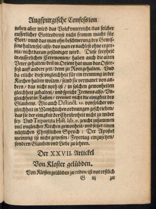 Der XXVII. Artickel Von Kloster gelübden.
