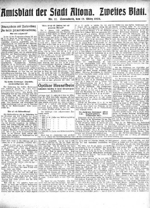 Nummer 12. Zweites Blatt. : Sonnabend, den 22. März 1924