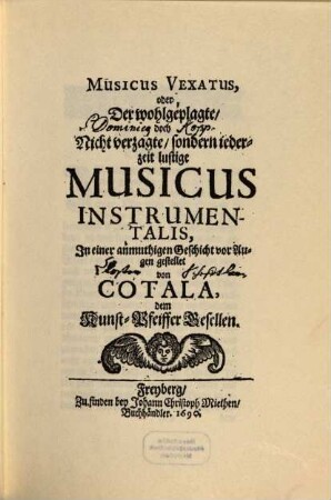 Musicus Vexatus, oder Der wohlgeplagte, doch Nicht verzagte, sondern jederzeit lustige Musicus Instrumentalis